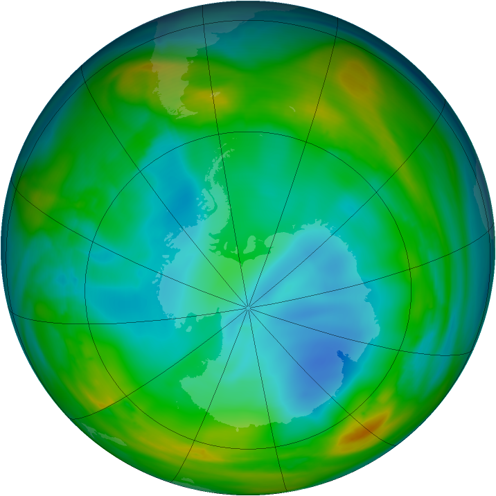 Antarctic ozone map for 13 July 2005